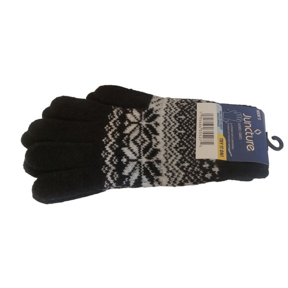 Juncture Gloves Mens Size One Size Black White Snowflake Soft Comfortable - Picture 4 of 4